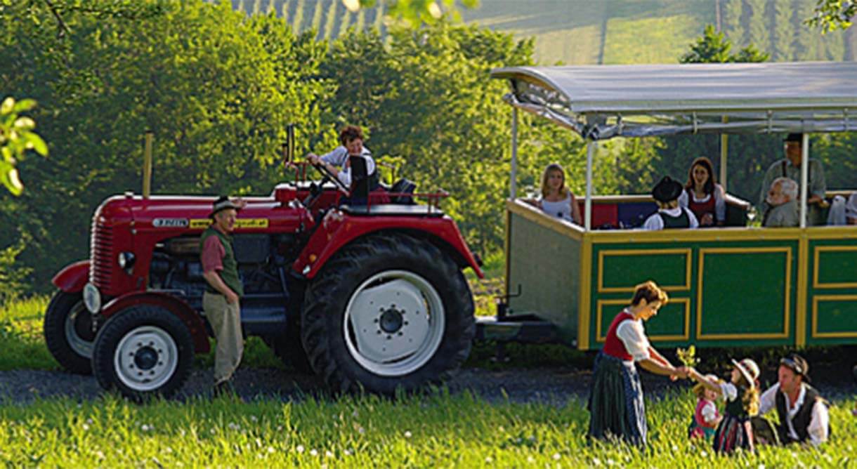 Alter Traktor mit Anhänger